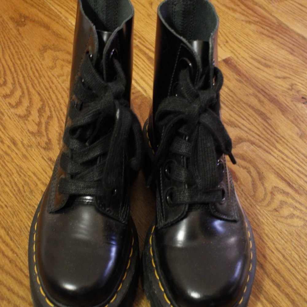 Dr. Martens Black Patent Molly Boots - Picture 2 of 12